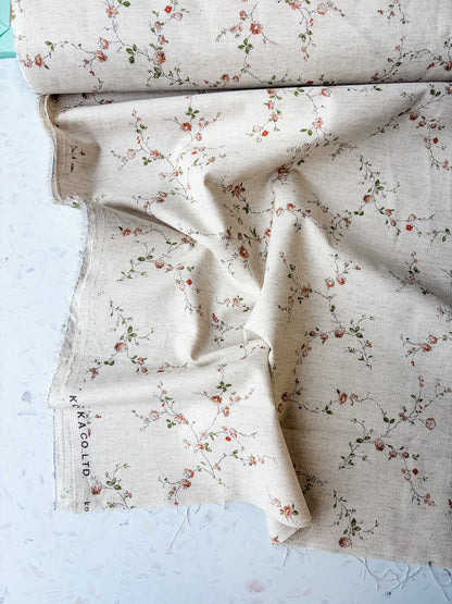 KOKKA Heirloom Floral Cotton Linen | Posy in Soft Pink