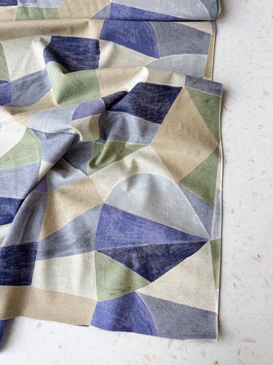 Pathway Cotton Linen Sheeting by Bookhou | Shapes in Blue