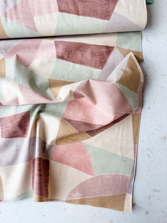 Pathway Cotton Linen Sheeting by Bookhou | Shapes in Pink Beige