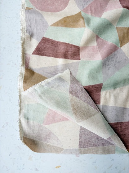 Pathway Cotton Linen Sheeting by Bookhou | Shapes in Pink Beige