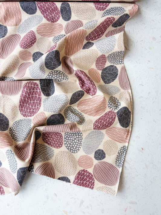 Pathway Cotton Linen Sheeting by Bookhou | Stones in Purple Red
