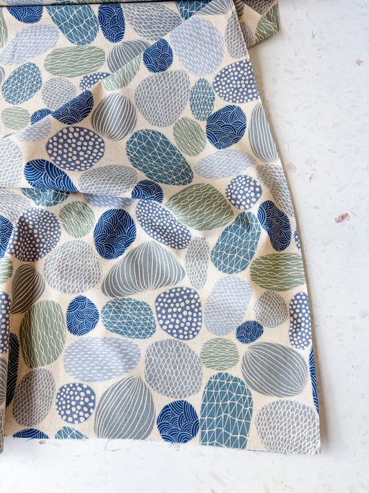 Pathway Cotton Linen Sheeting by Bookhou | Stones in Blue