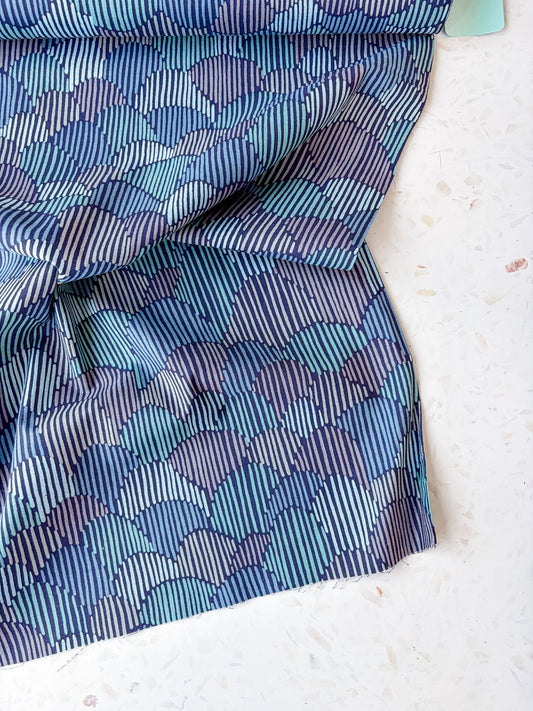 Pathway Cotton Linen Sheeting by Bookhou | Scallops in Navy
