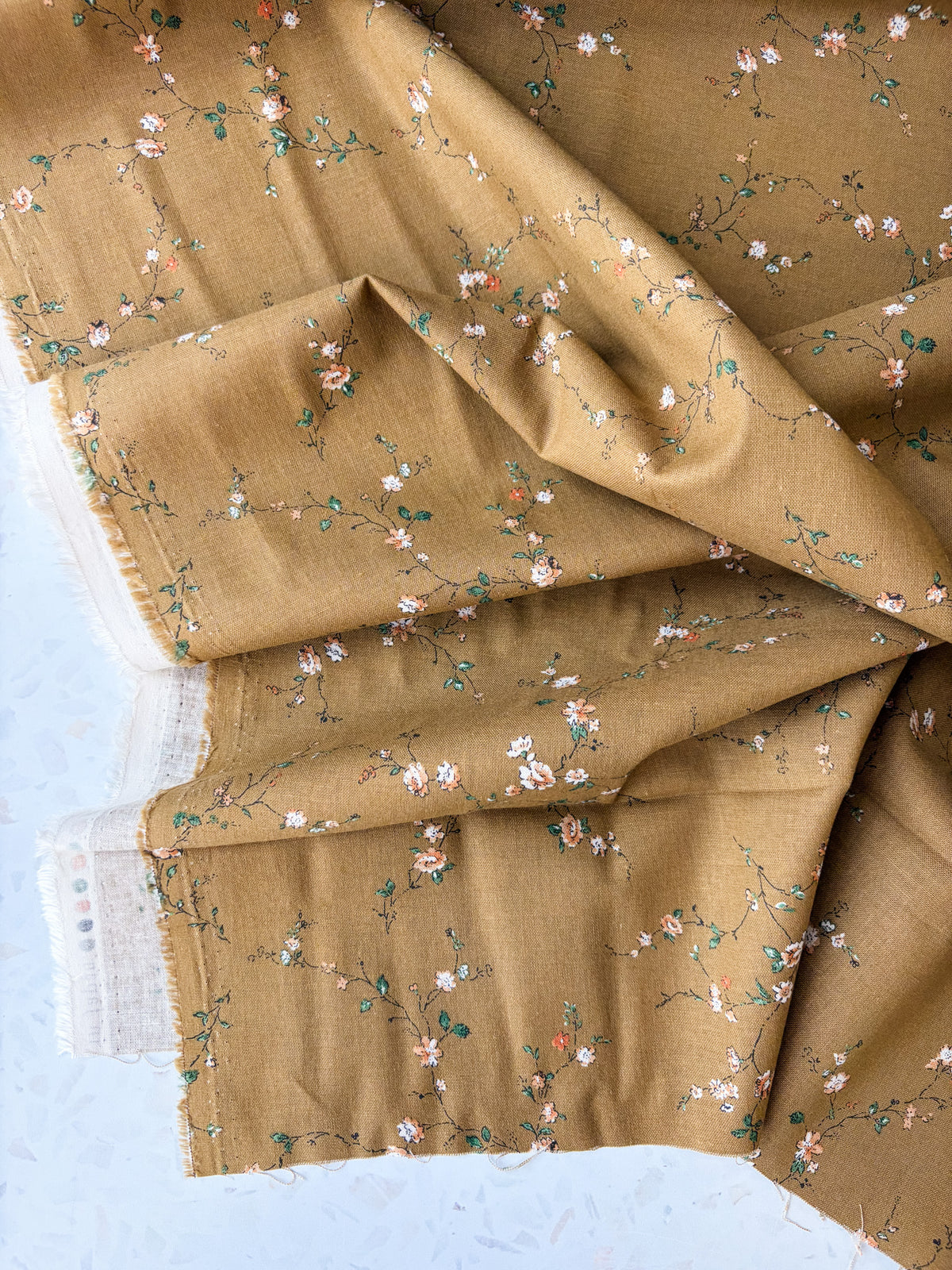 KOKKA Heirloom Floral Cotton Linen | Posy in Ochre