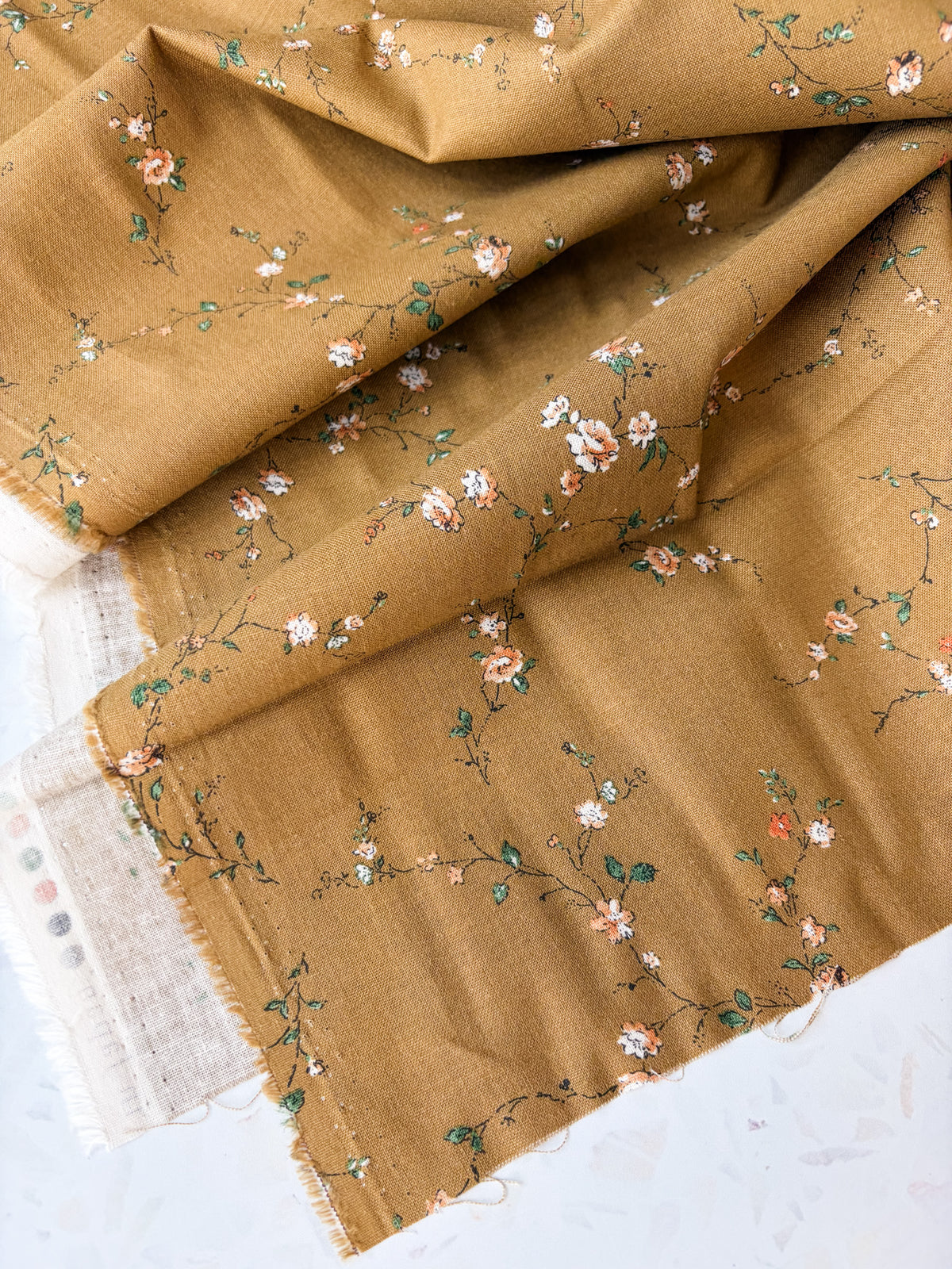KOKKA Heirloom Floral Cotton Linen | Posy in Ochre