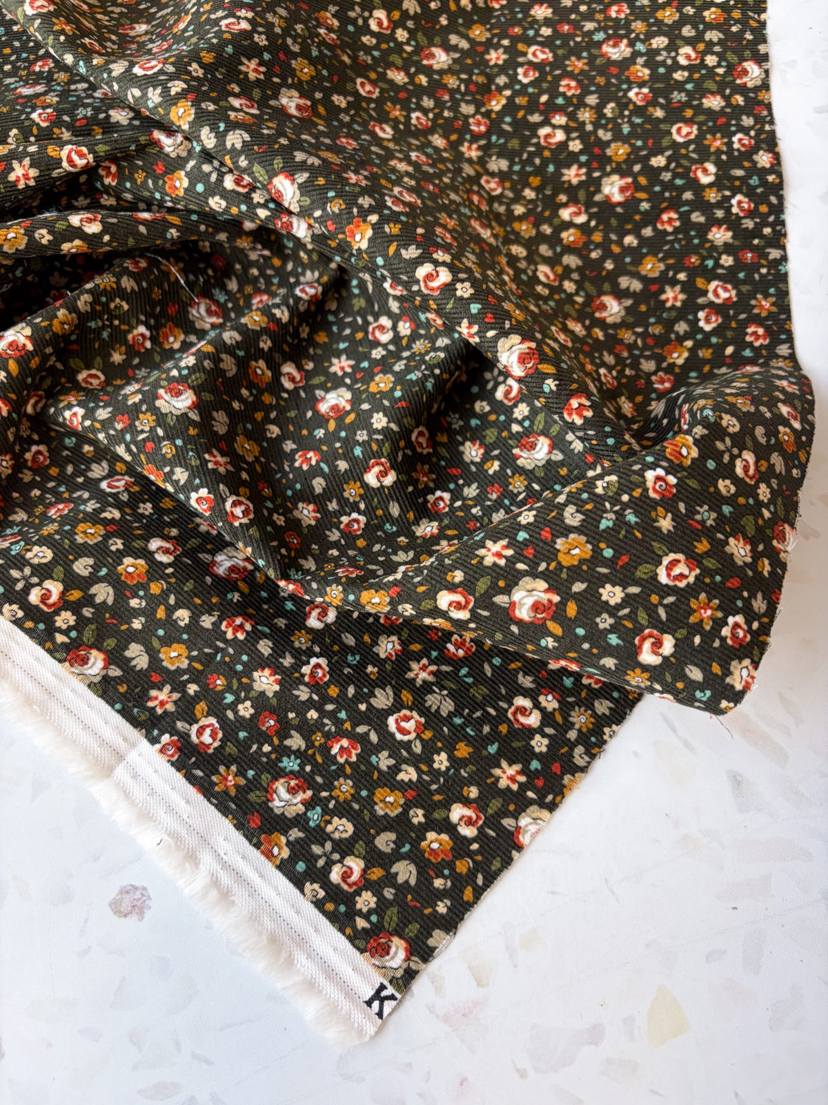 KOKKA Petite Pinwale Corduroy | Ditsy Floral in Fairytale