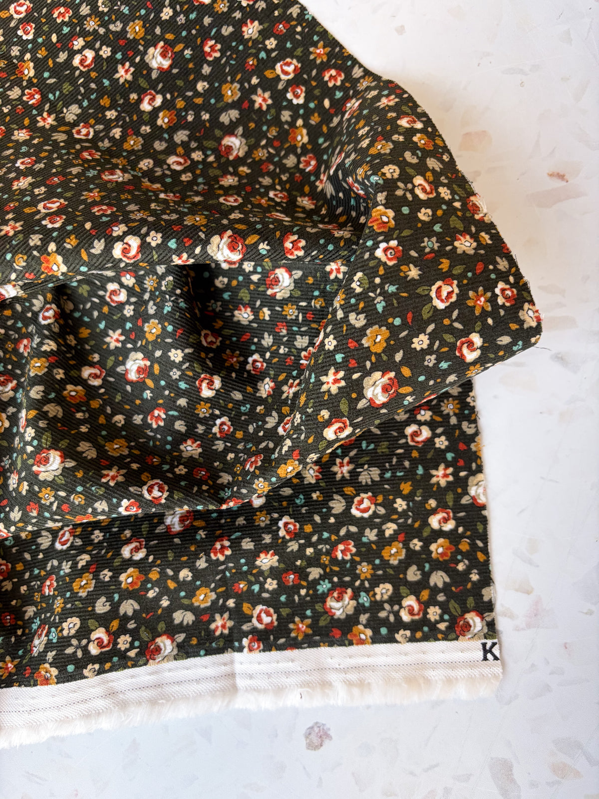 KOKKA Petite Pinwale Corduroy | Ditsy Floral in Fairytale