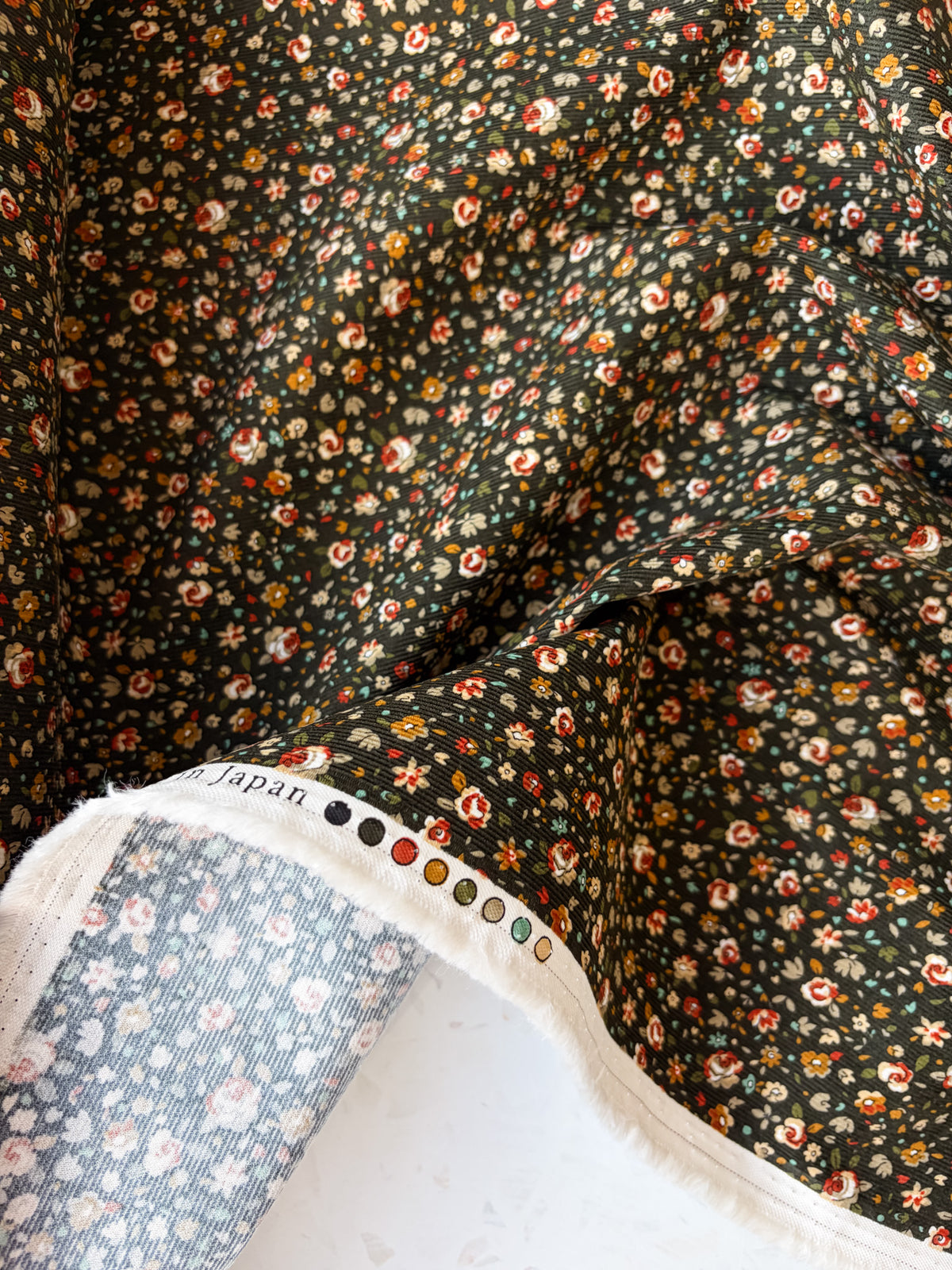 KOKKA Petite Pinwale Corduroy | Ditsy Floral in Fairytale