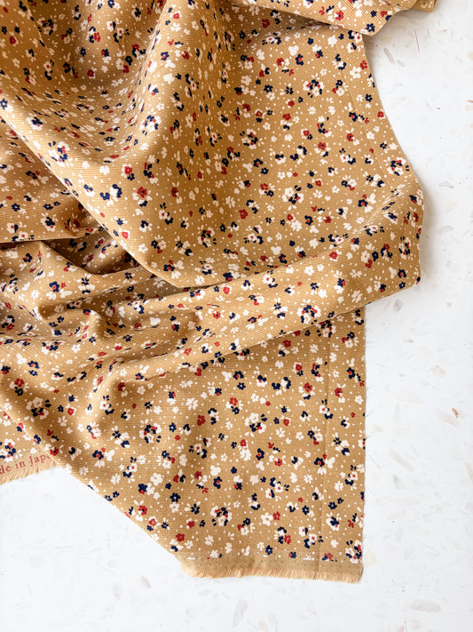 KOKKA Petite Pinwale Corduroy | Ditsy Floral in Latte