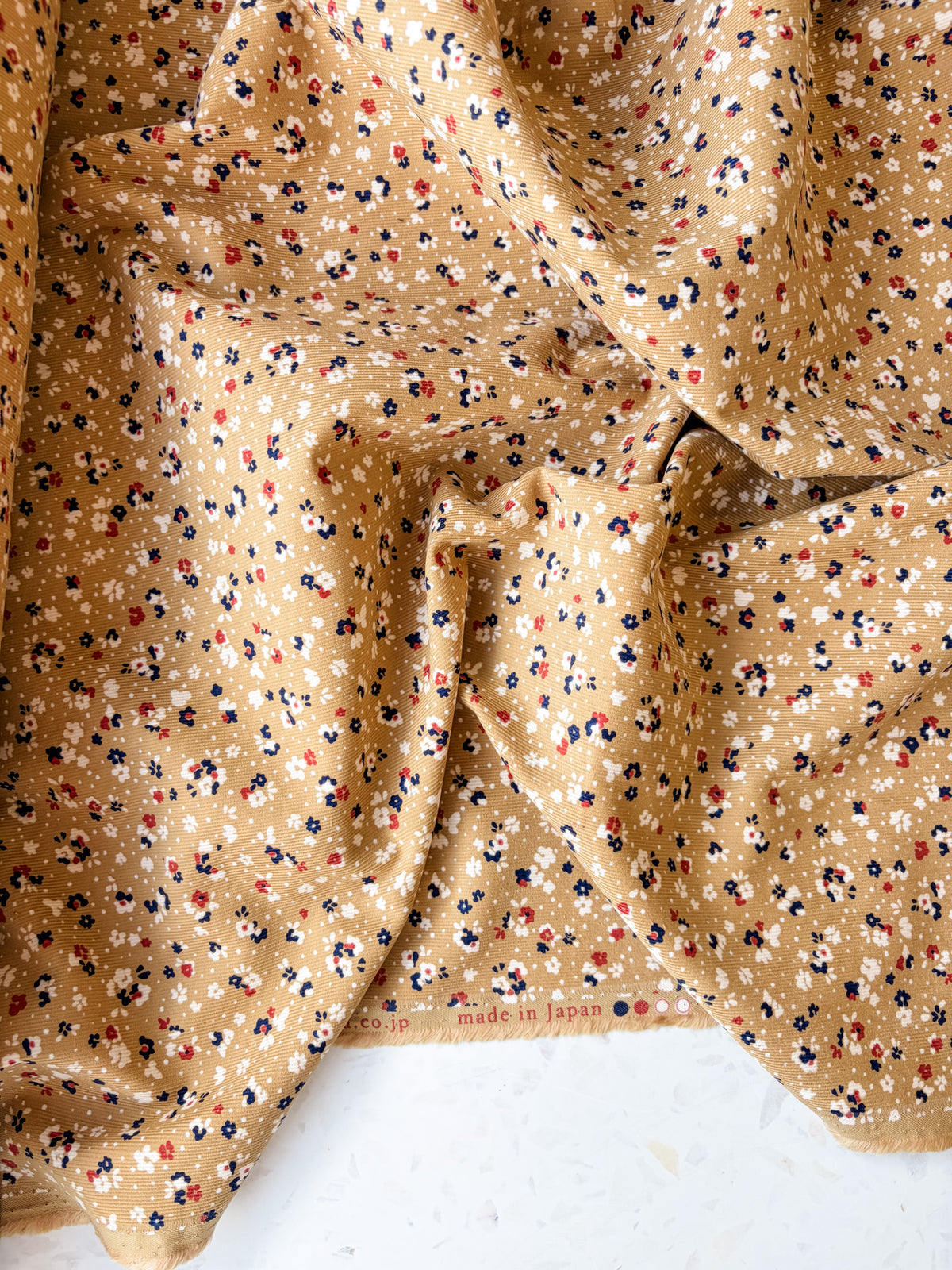 KOKKA Petite Pinwale Corduroy | Ditsy Floral in Latte