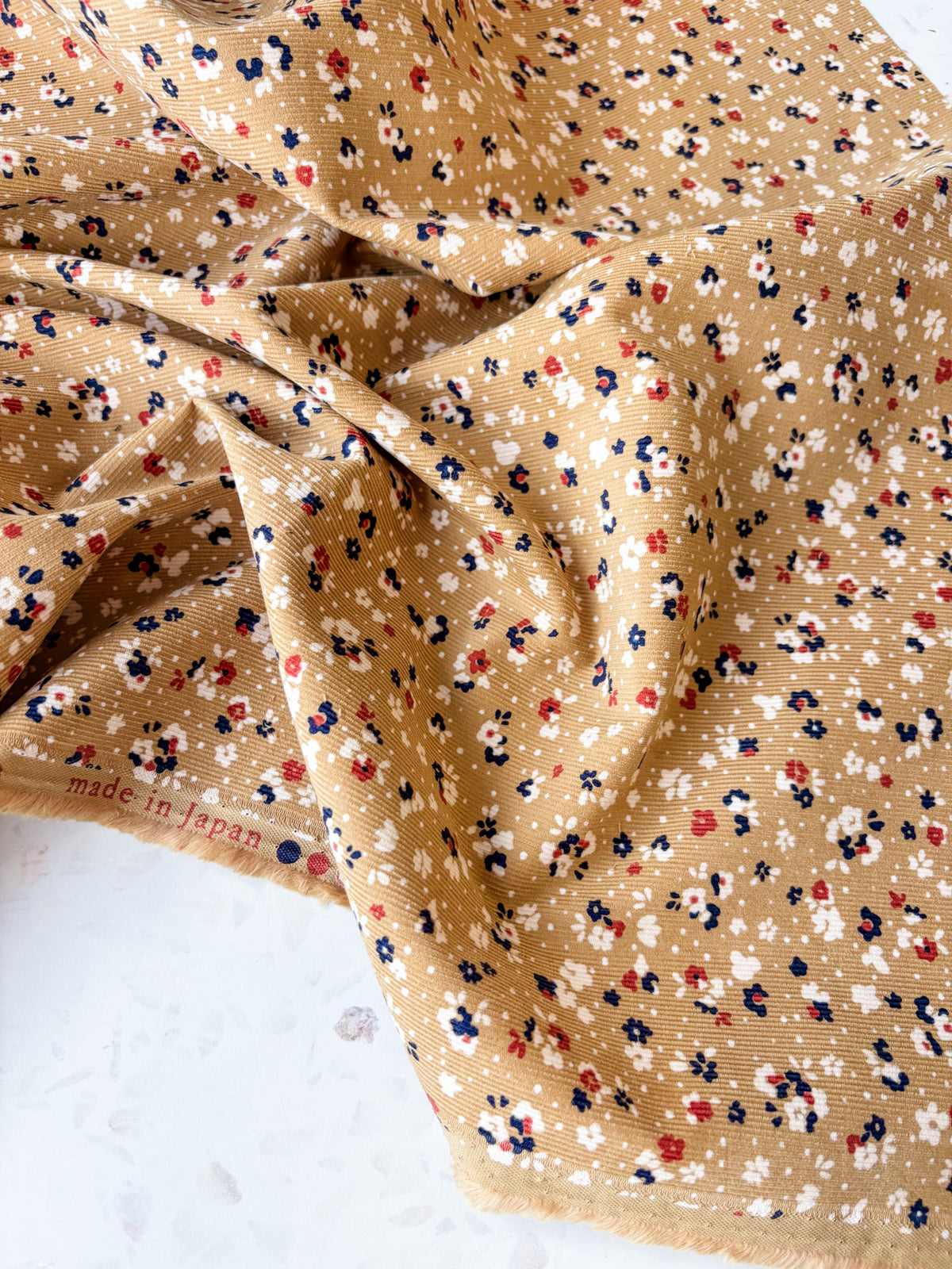 KOKKA Petite Pinwale Corduroy | Ditsy Floral in Latte