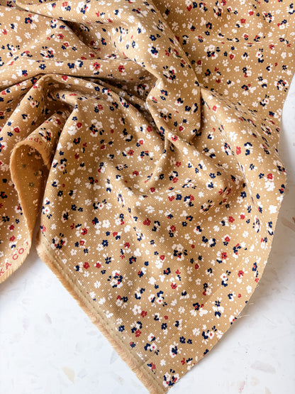KOKKA Petite Pinwale Corduroy | Ditsy Floral in Latte