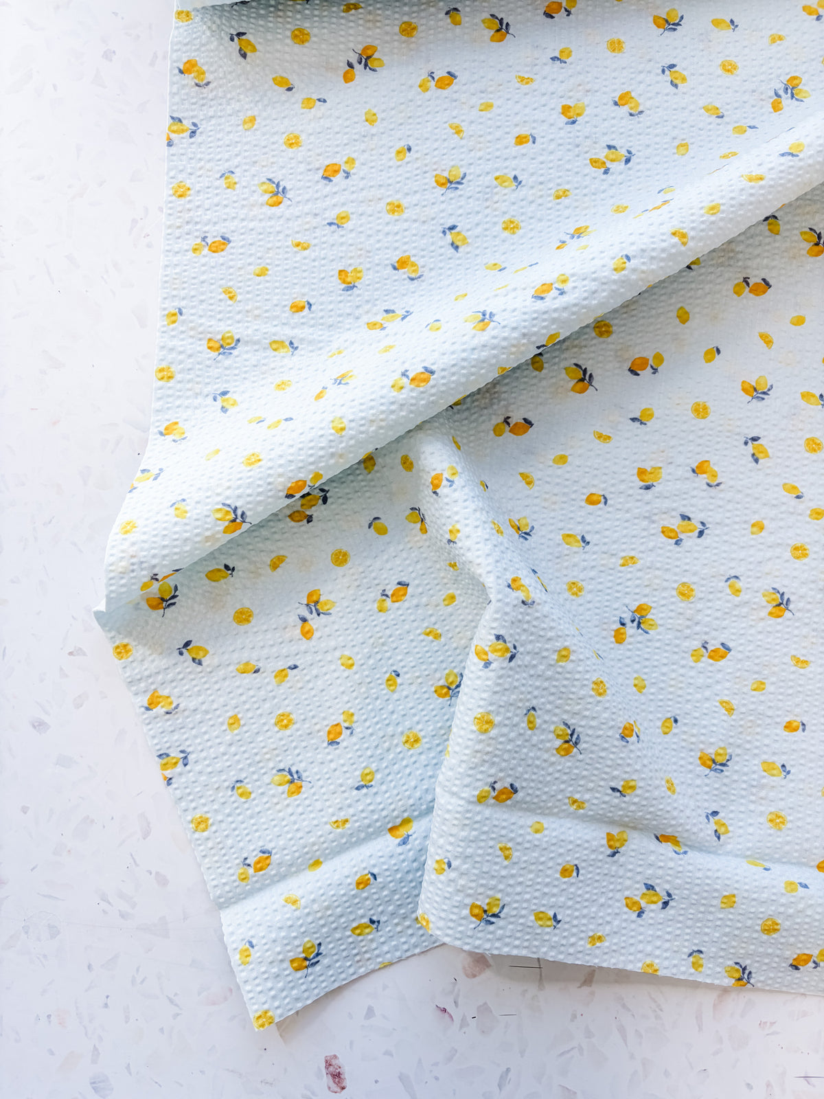 Little Lemons in Sky Blue | Cotton Seersucker