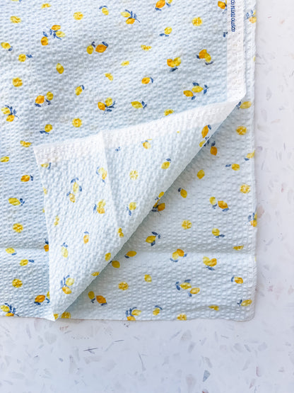 Little Lemons in Sky Blue | Cotton Seersucker