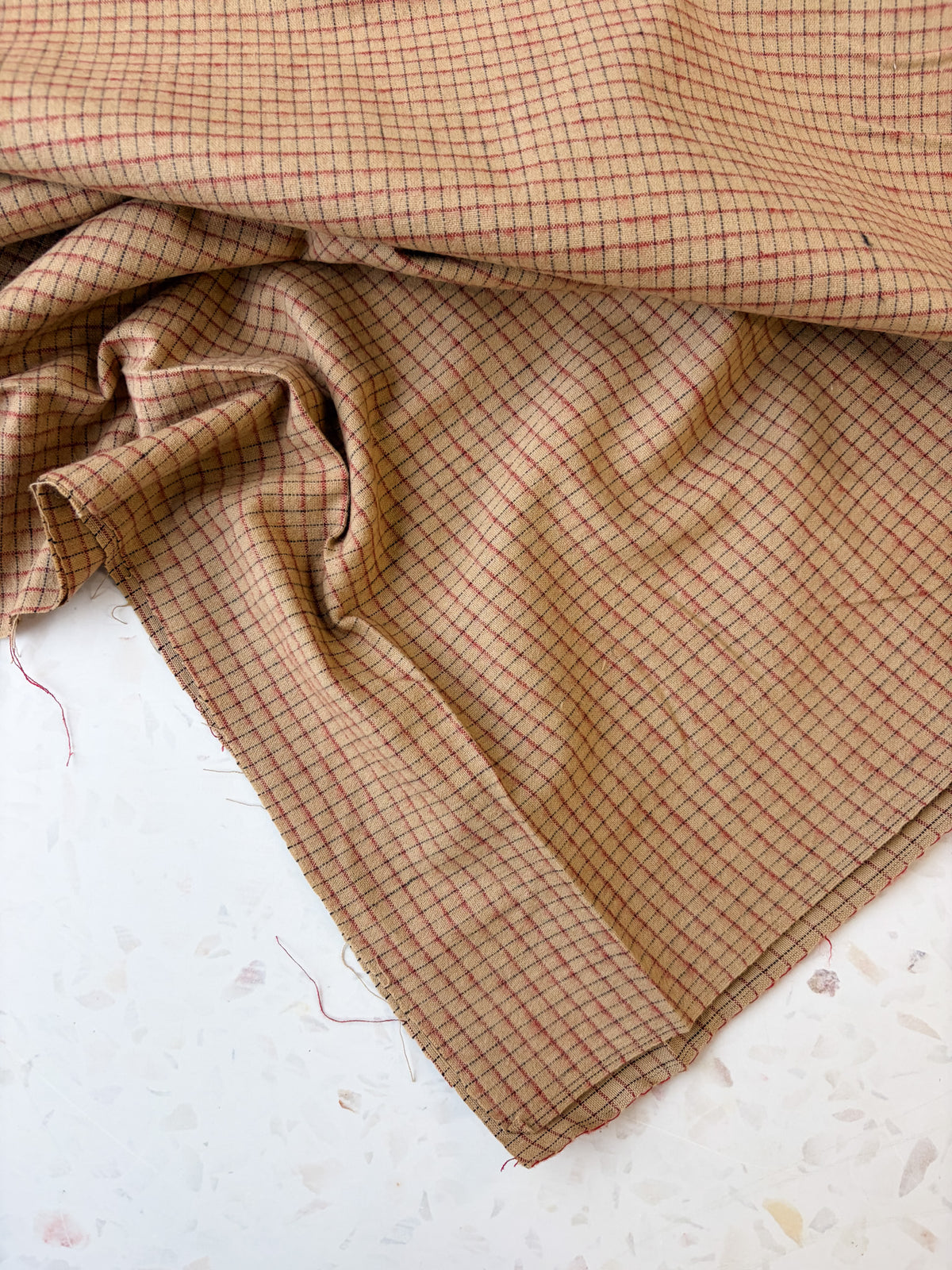 Brushed Cotton | Wheat + Cranberry Check