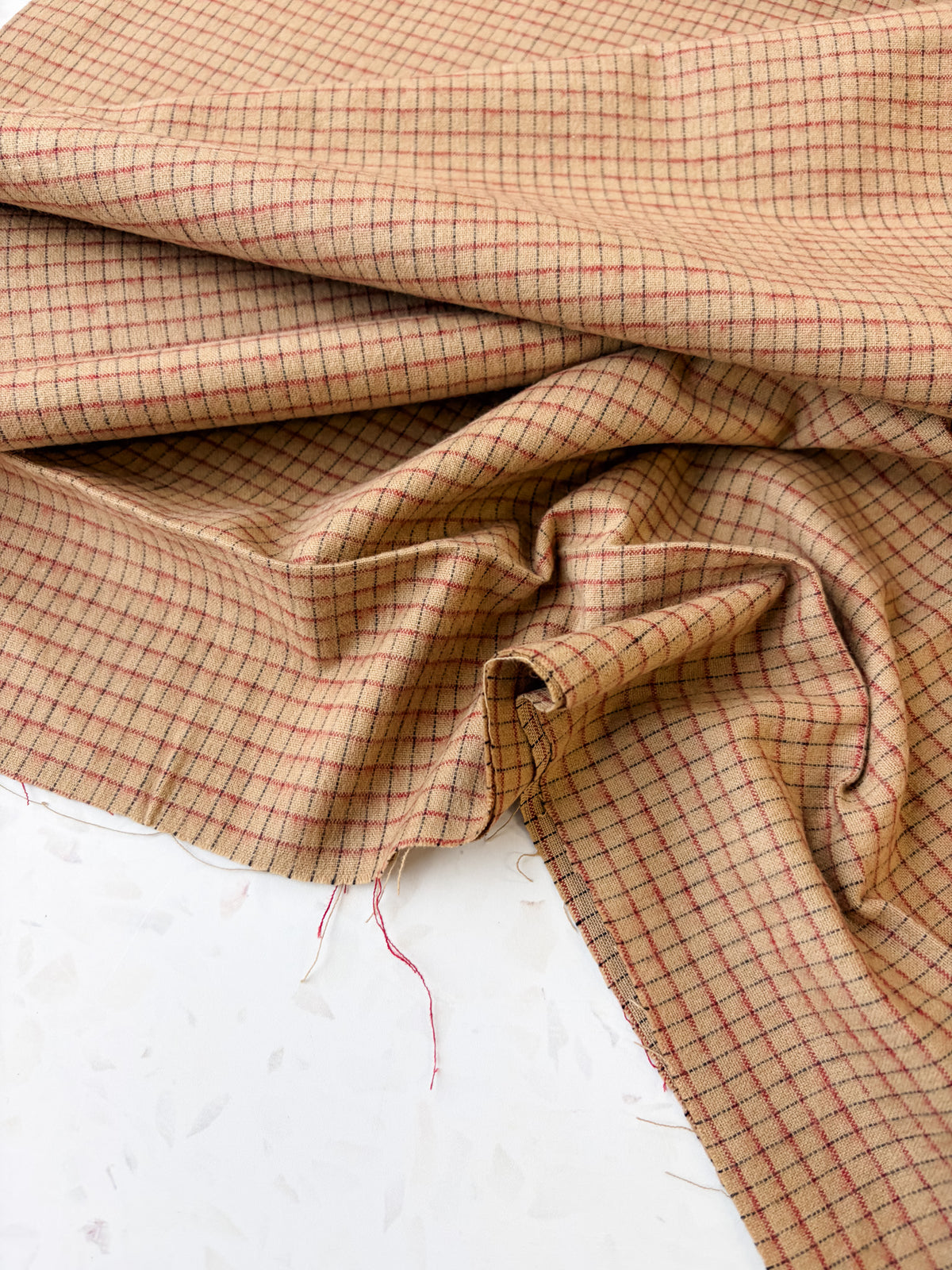 Brushed Cotton | Wheat + Cranberry Check