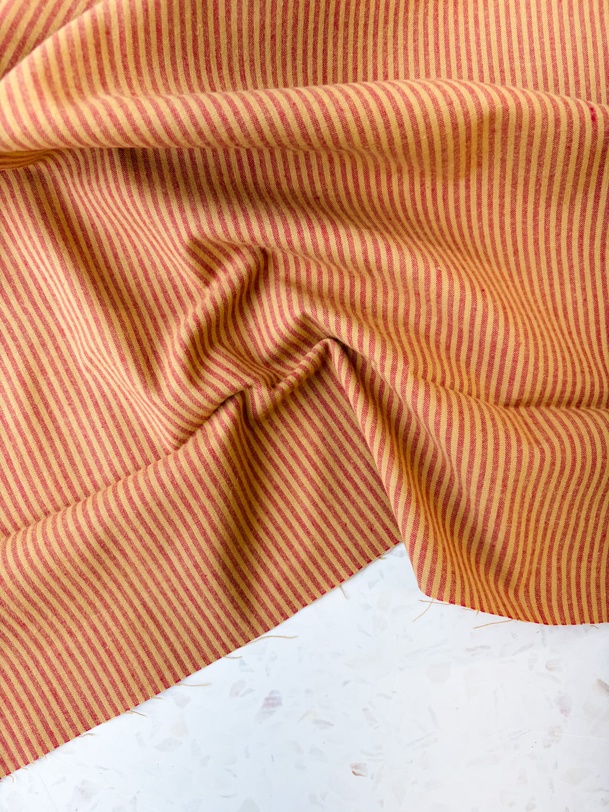 Brushed Cotton | Mustard + Madder Stripe