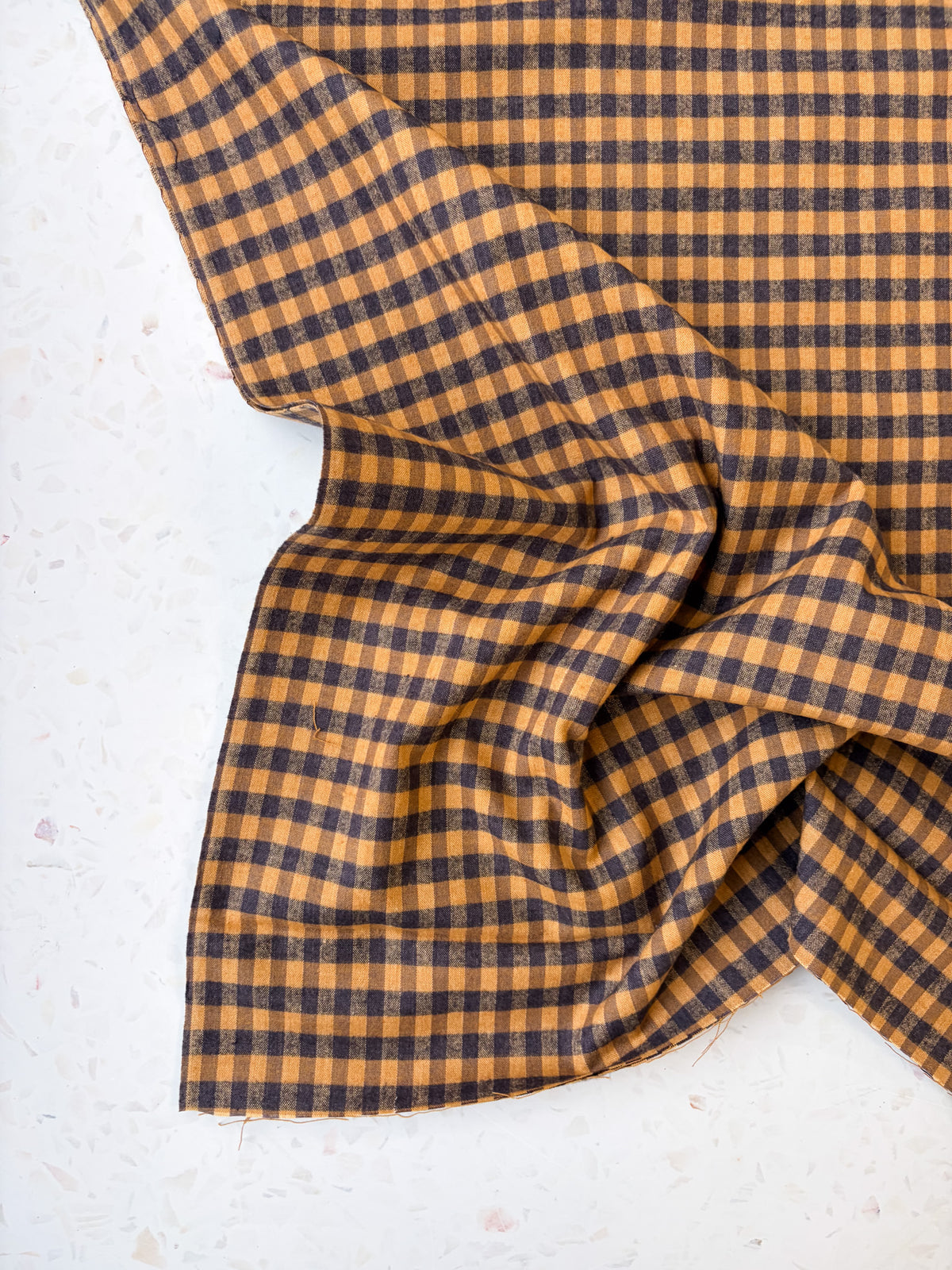 Brushed Cotton | Ochre + Charcoal Check