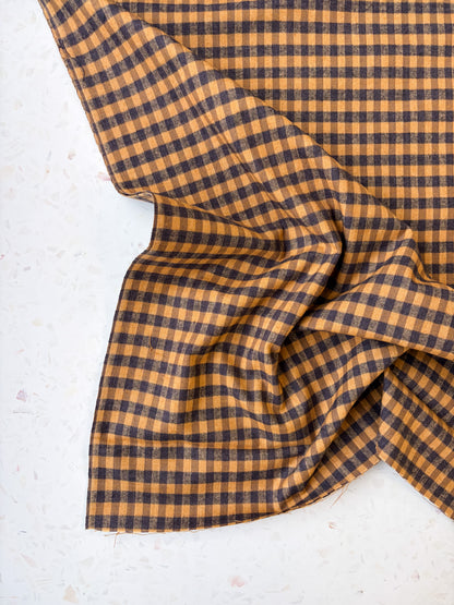 Brushed Cotton | Ochre + Charcoal Check