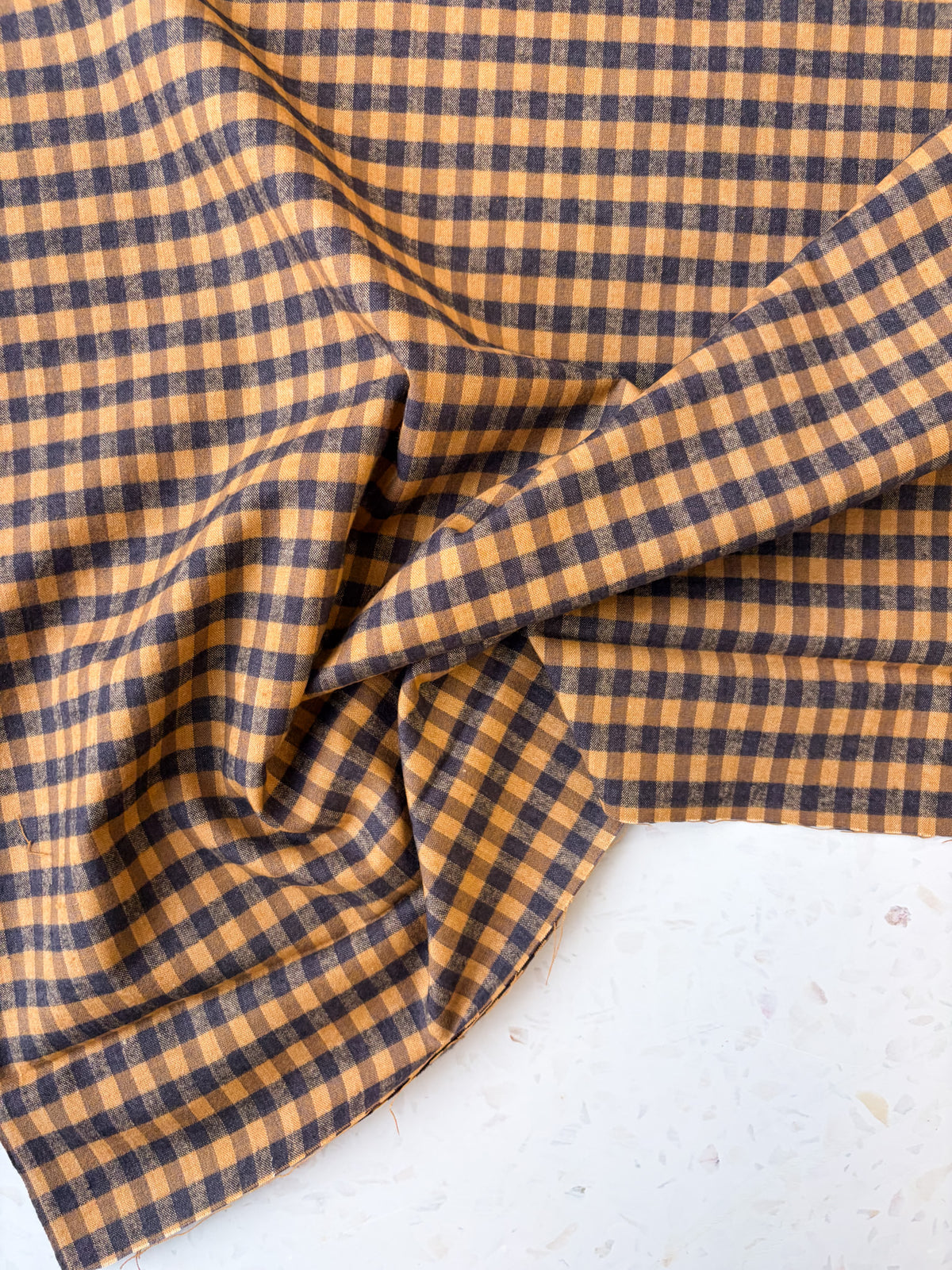Brushed Cotton | Ochre + Charcoal Check