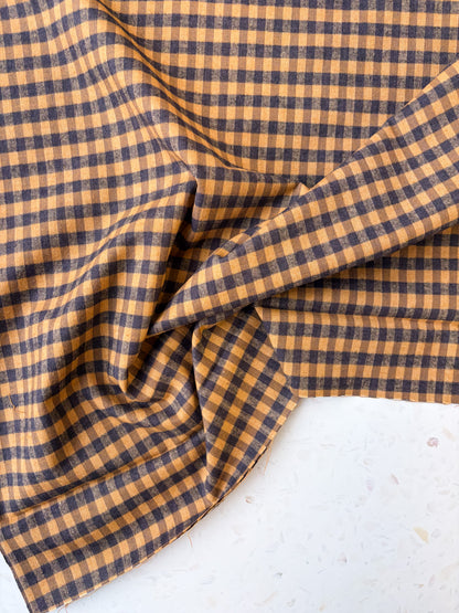 Brushed Cotton | Ochre + Charcoal Check