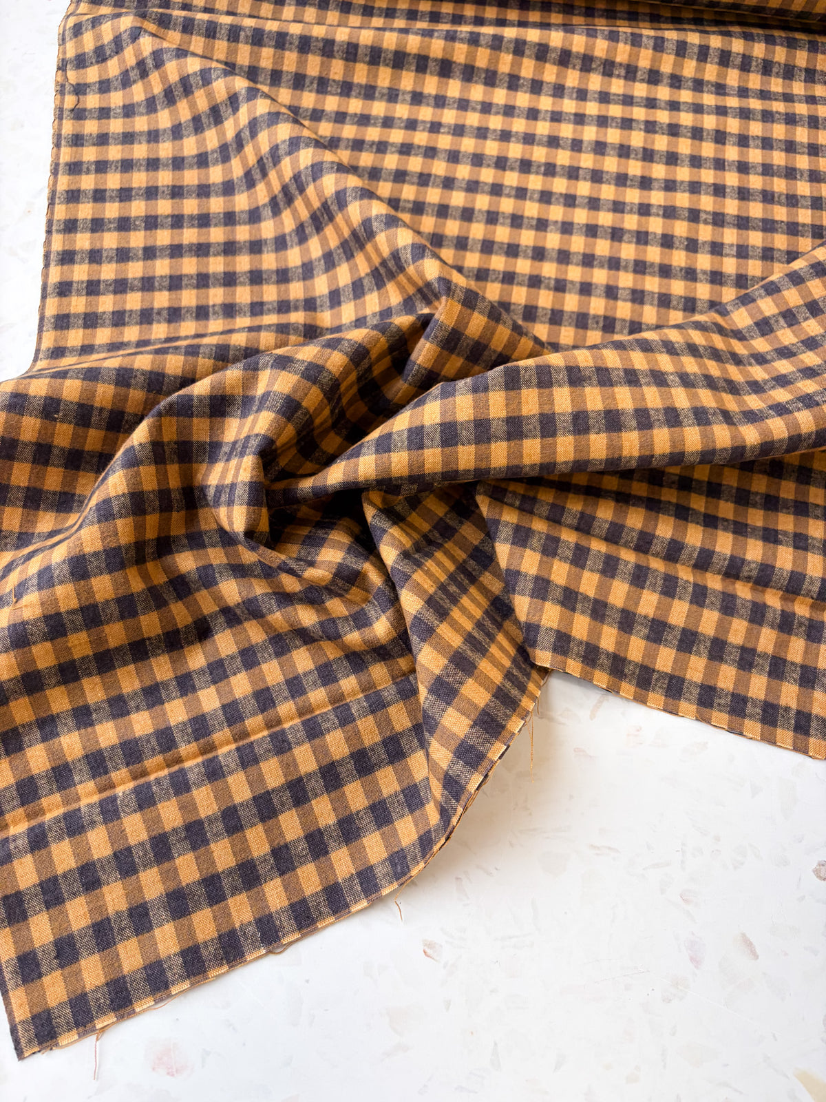 Brushed Cotton | Ochre + Charcoal Check