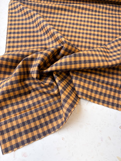 Brushed Cotton | Ochre + Charcoal Check