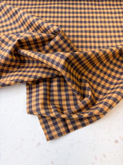 Brushed Cotton | Ochre + Charcoal Check