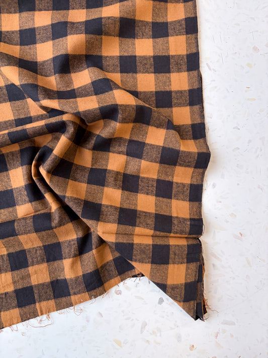 Brushed Cotton | Buffalo Check in Tobacco + Charcoal