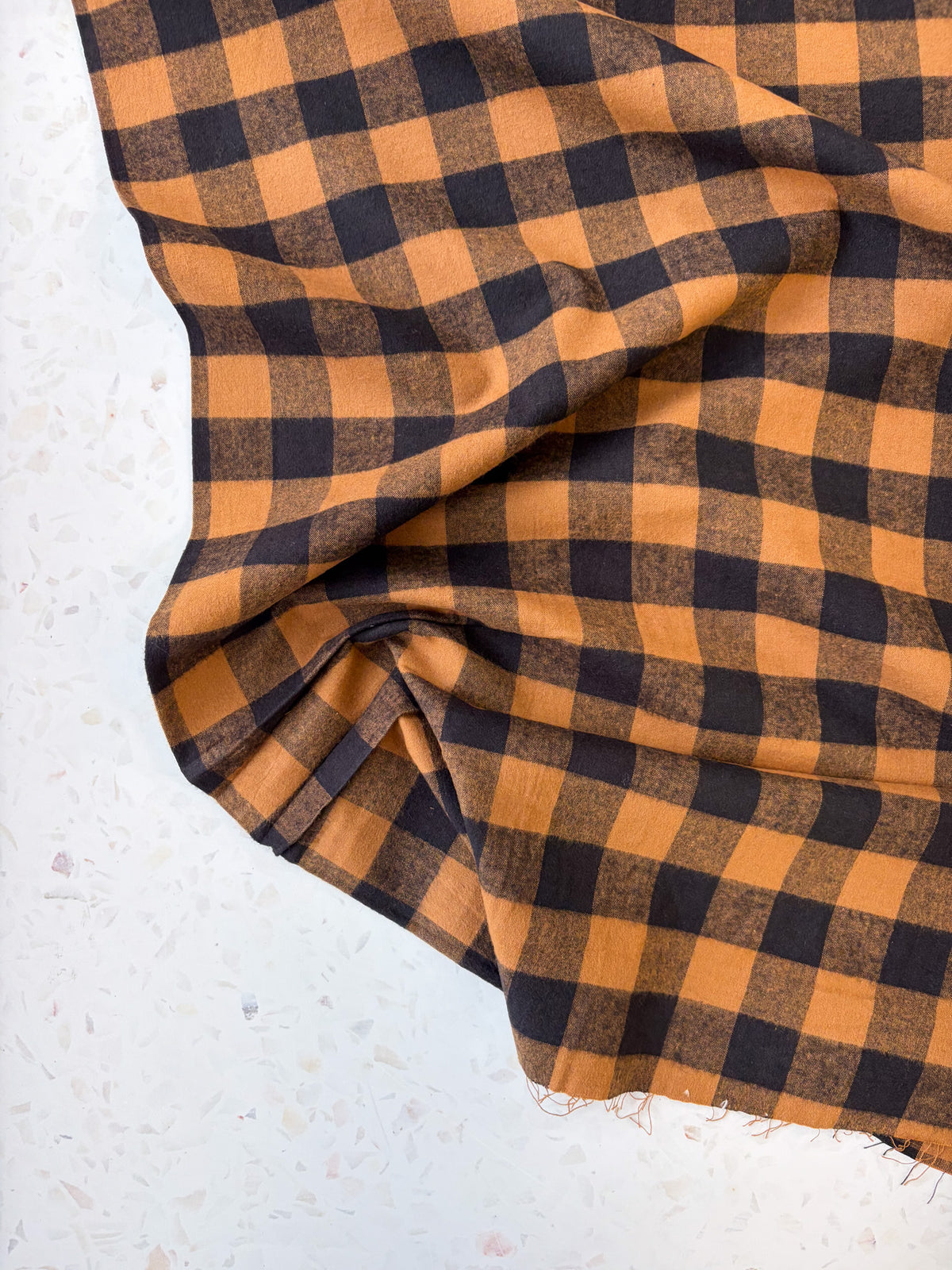 Brushed Cotton | Buffalo Check in Tobacco + Charcoal