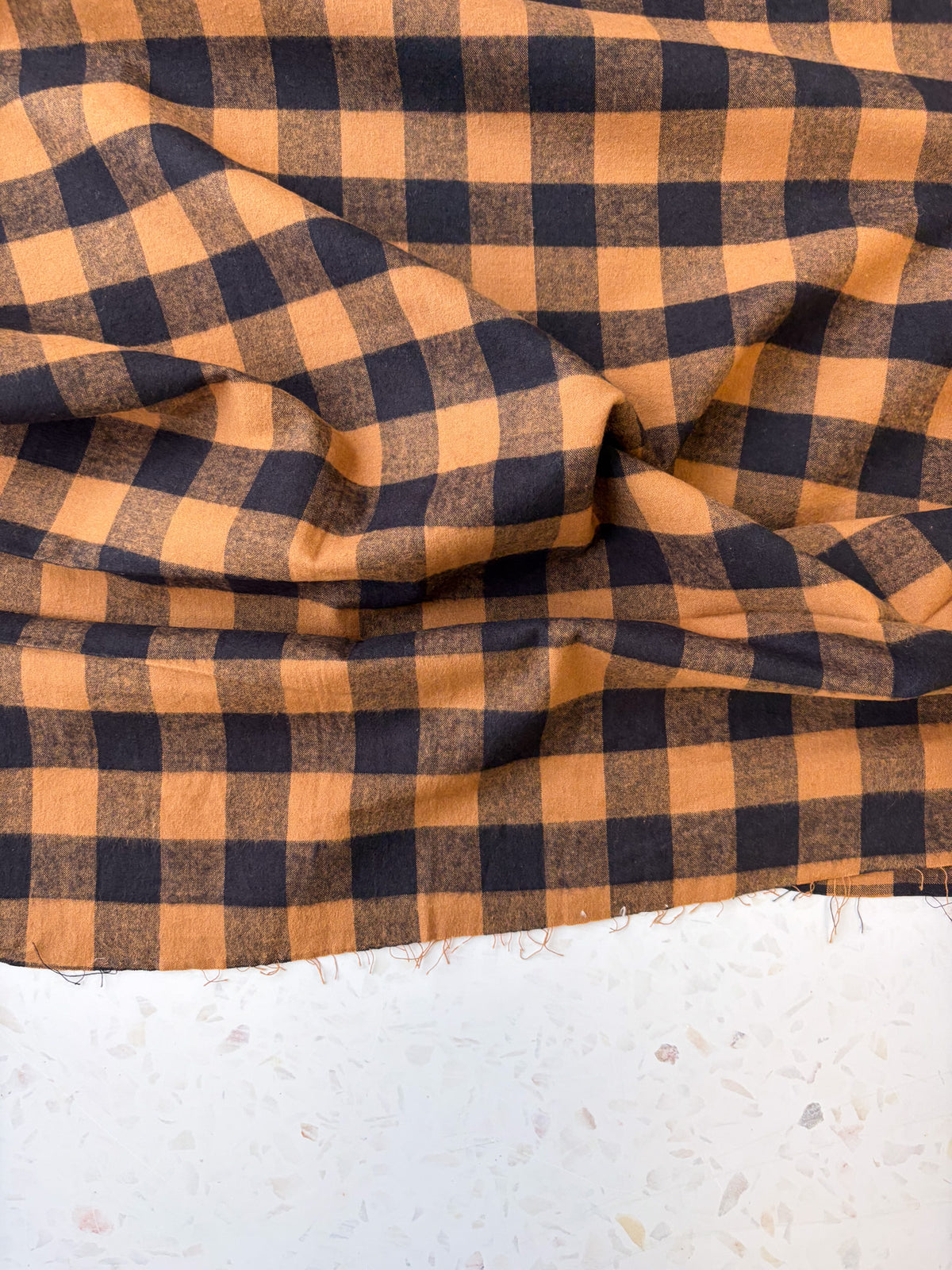 Brushed Cotton | Buffalo Check in Tobacco + Charcoal