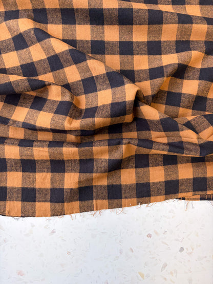 Brushed Cotton | Buffalo Check in Tobacco + Charcoal