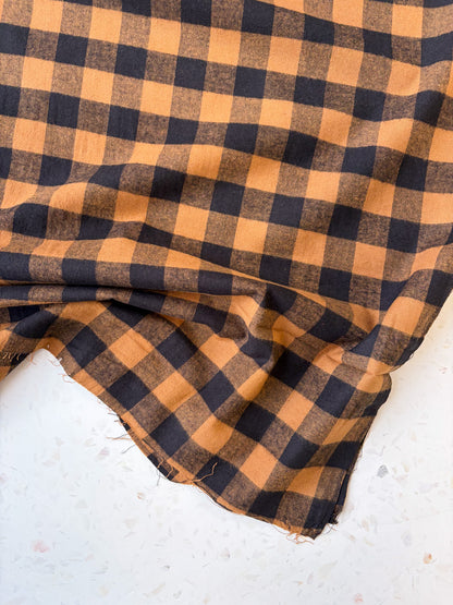 Brushed Cotton | Buffalo Check in Tobacco + Charcoal
