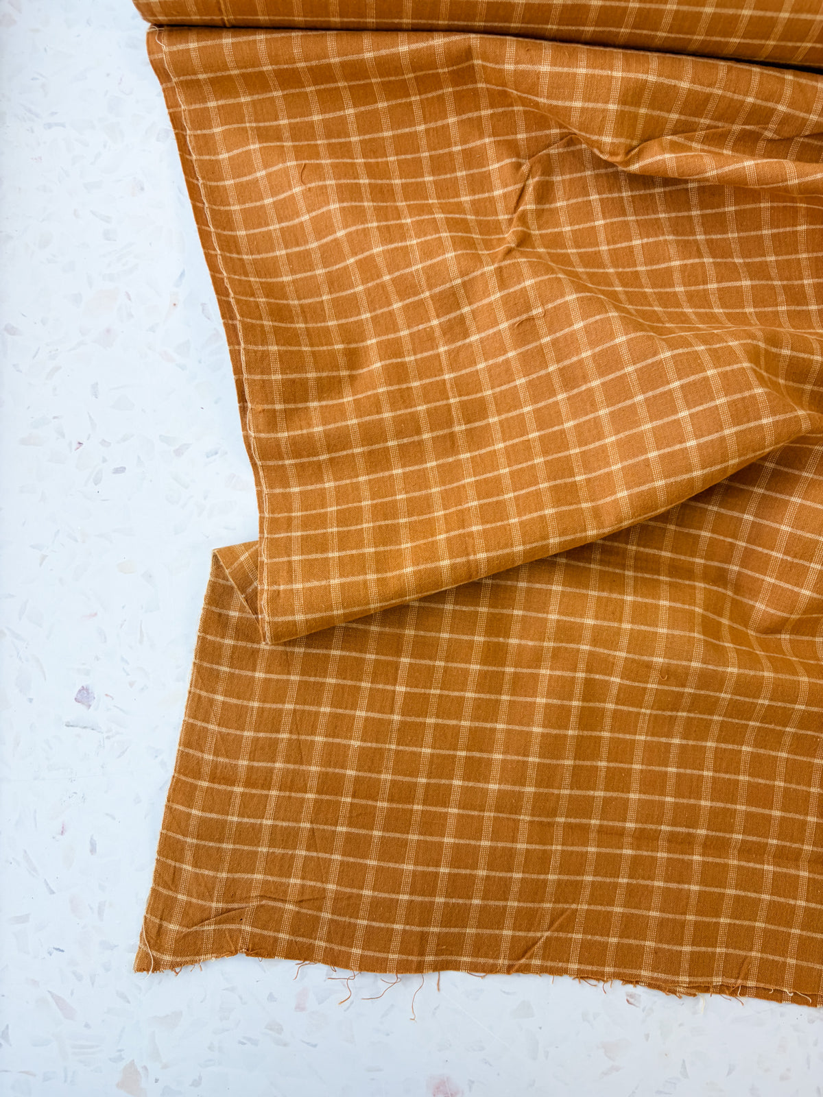 Brushed Cotton | Windowpane in Ochre