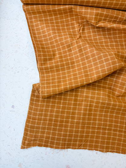 Brushed Cotton | Windowpane in Ochre