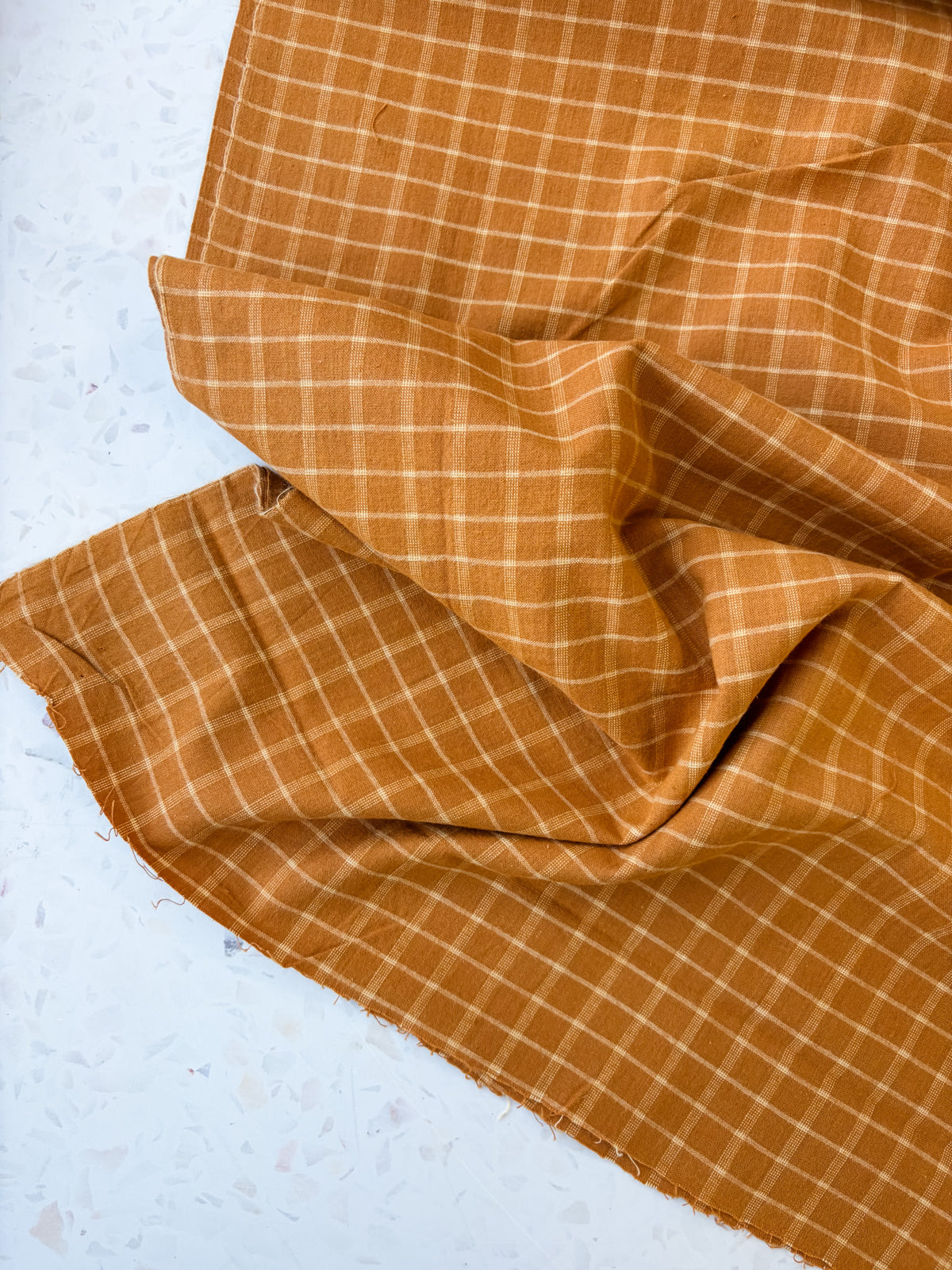 Brushed Cotton | Windowpane in Ochre