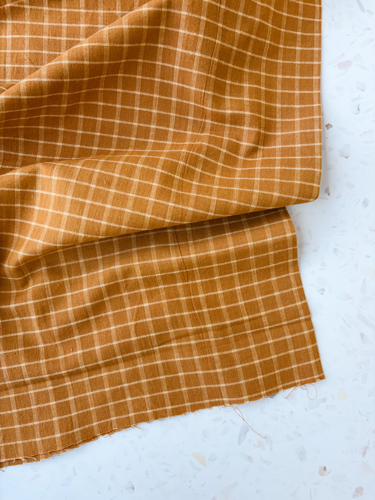 Brushed Cotton | Windowpane in Ochre