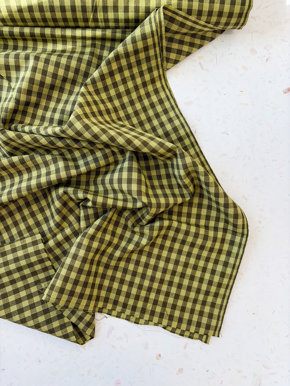 Gingham Woven Cotton | Leafy Stem