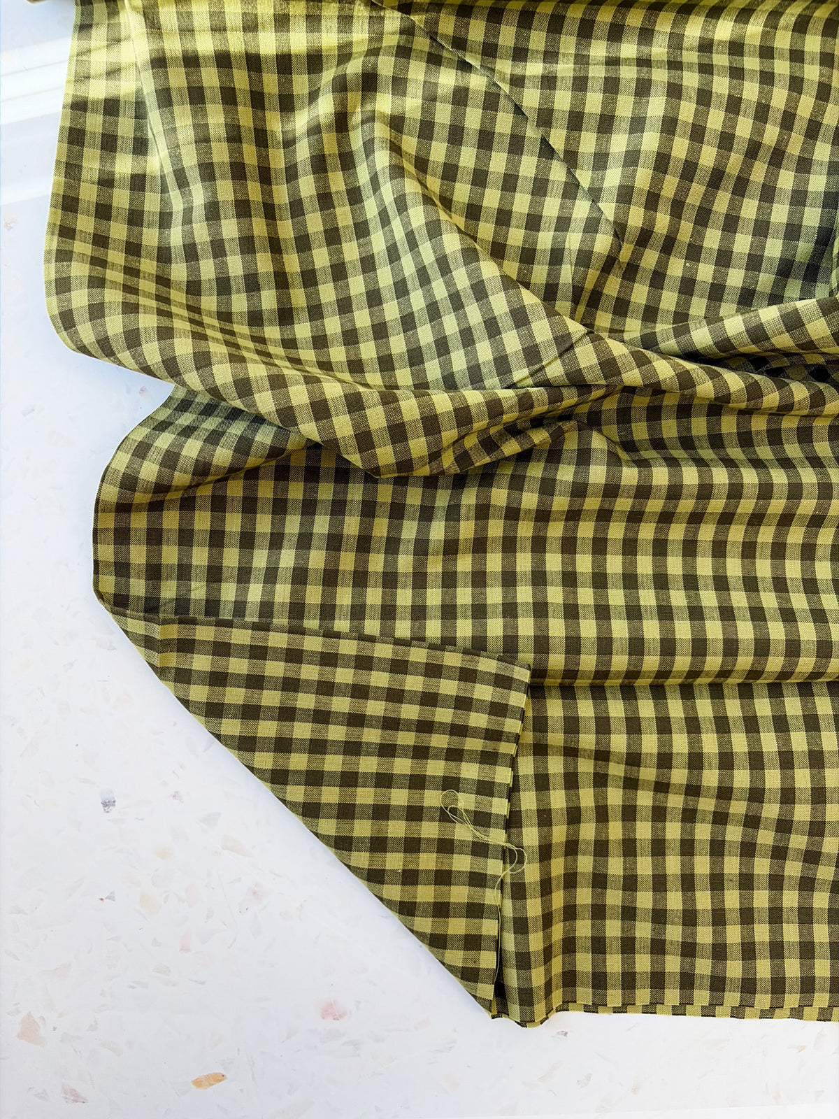 Gingham Woven Cotton | Leafy Stem