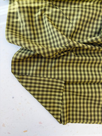 Gingham Woven Cotton | Leafy Stem