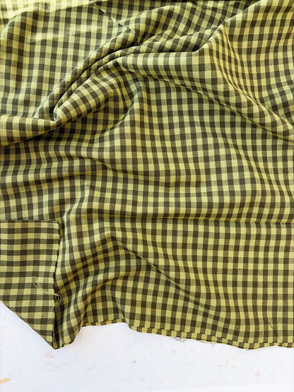 Gingham Woven Cotton | Leafy Stem