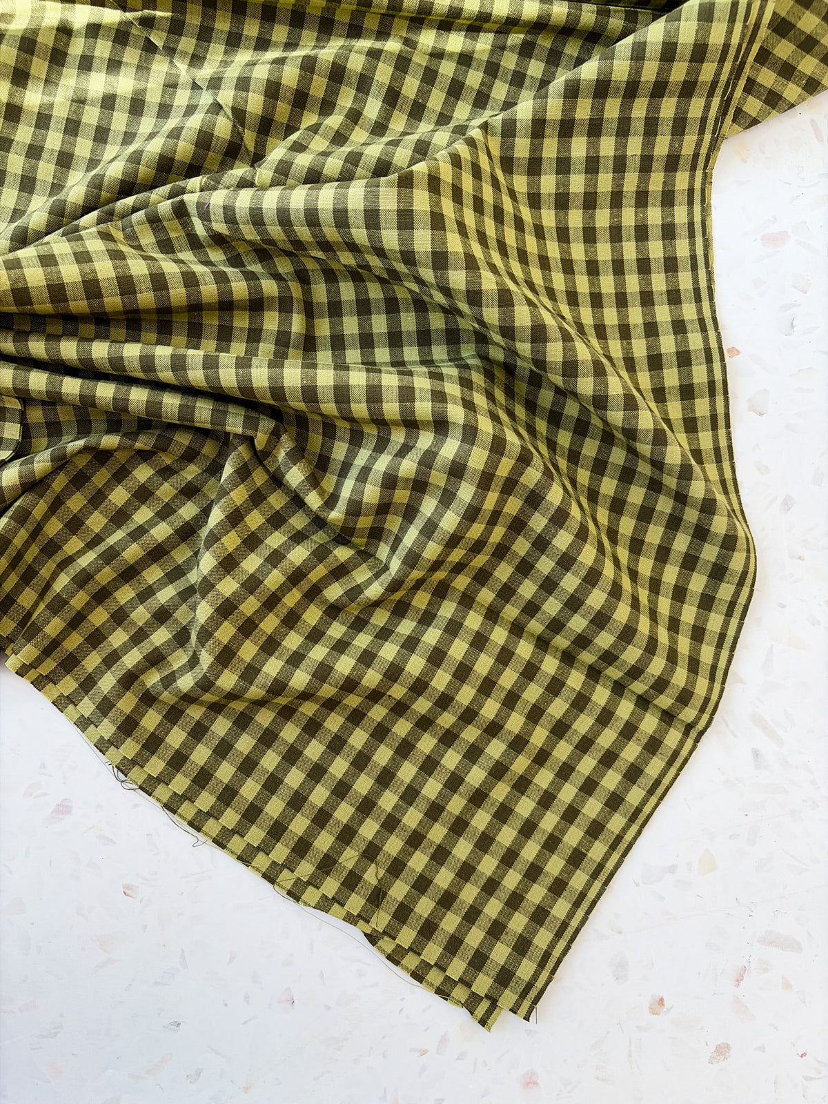 Gingham Woven Cotton | Leafy Stem