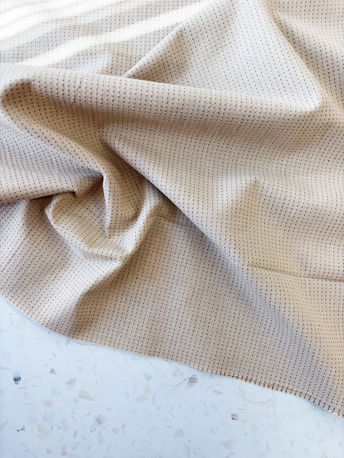 Top-Stitched Cotton Woven | Running Stitch in Oatmilk