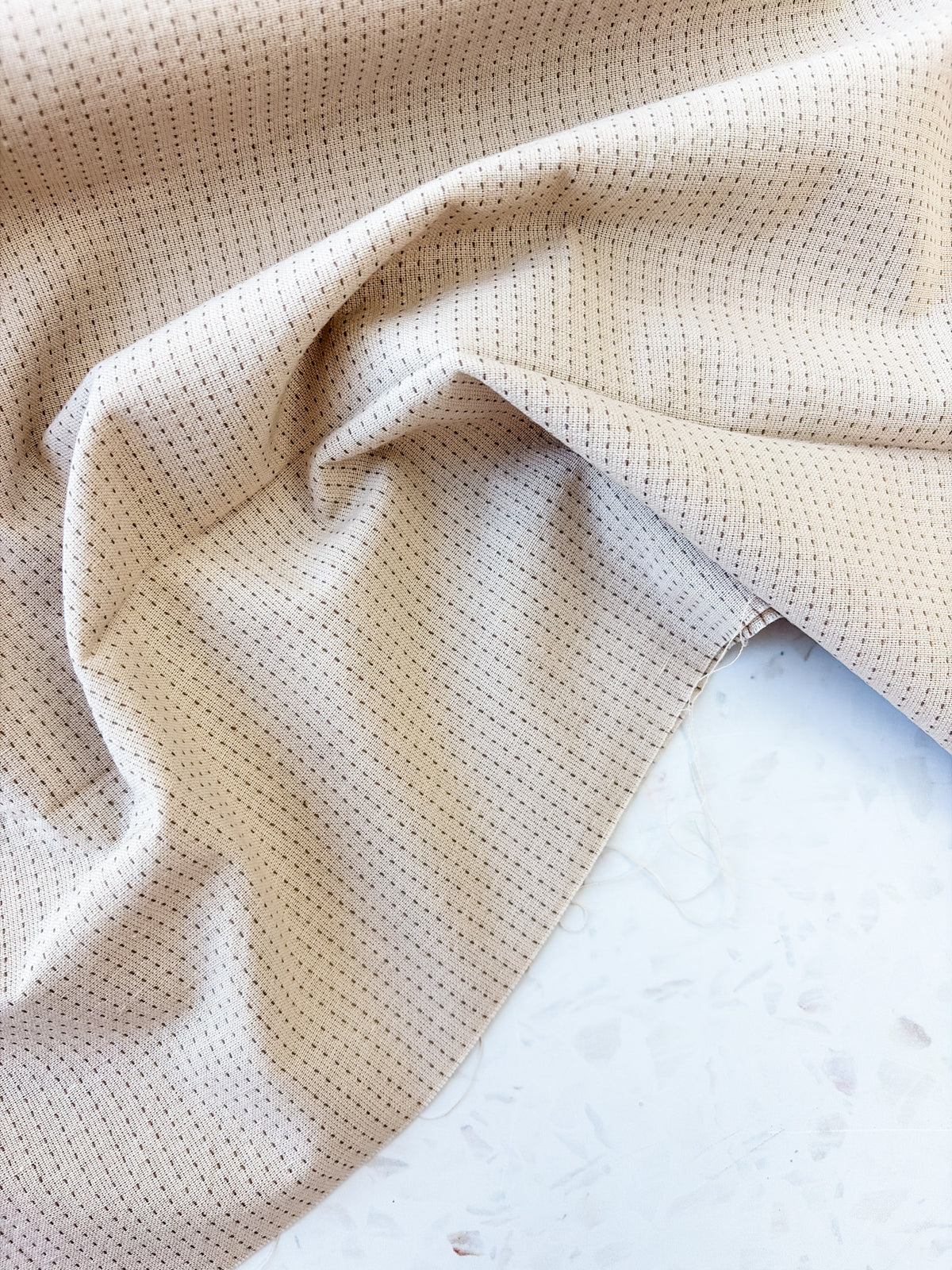 Top-Stitched Cotton Woven | Running Stitch in Oatmilk