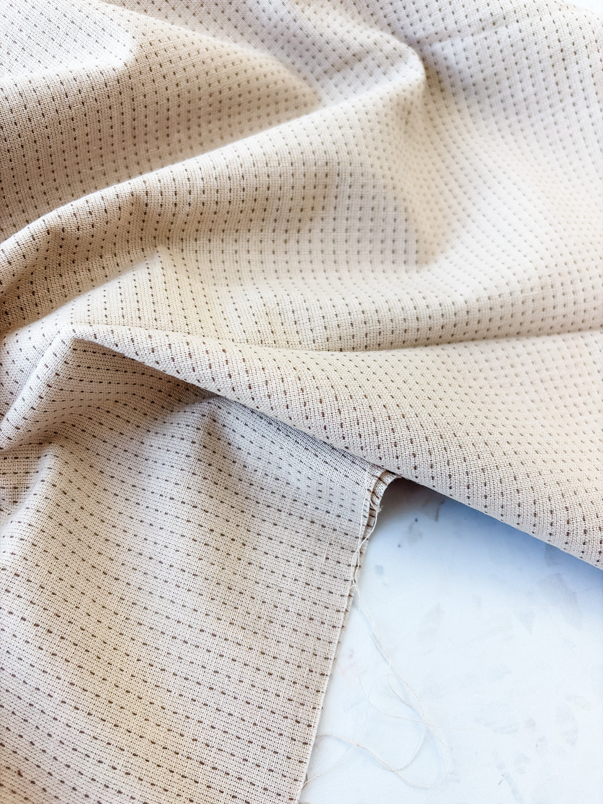 Top-Stitched Cotton Woven | Running Stitch in Oatmilk