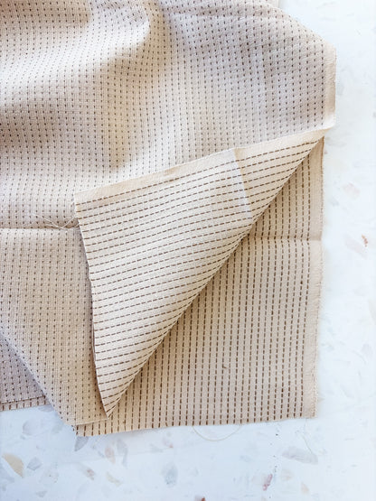 Top-Stitched Cotton Woven | Running Stitch in Oatmilk