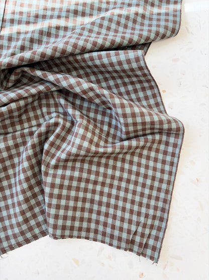 Gingham Woven Cotton | Chocolate Mint