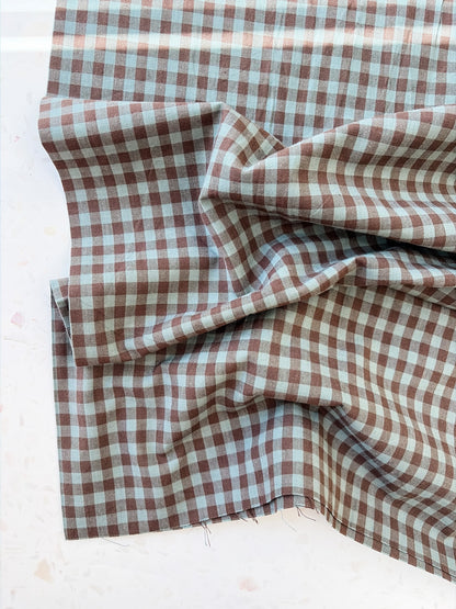 Gingham Woven Cotton | Chocolate Mint