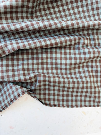 Gingham Woven Cotton | Chocolate Mint