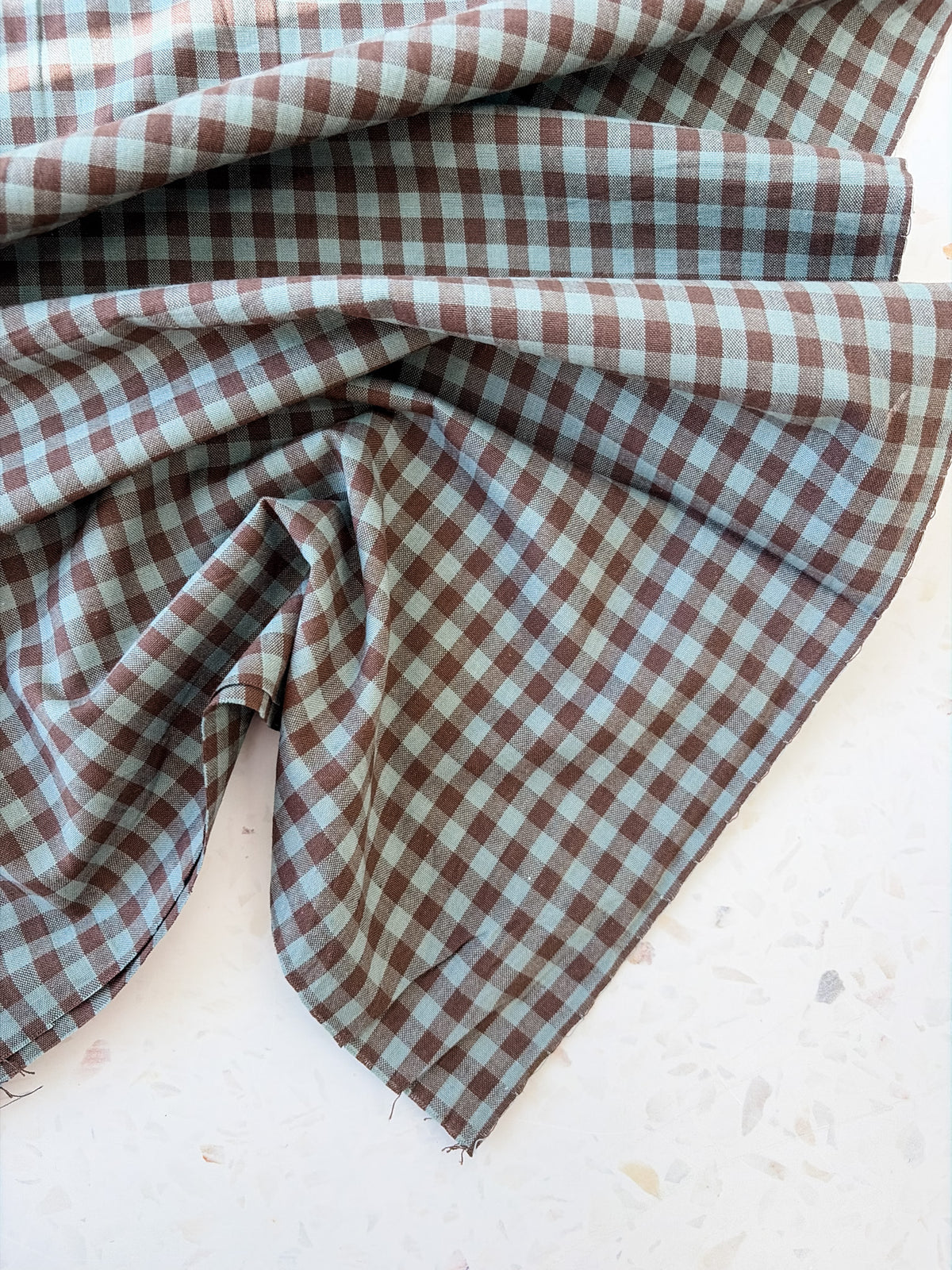Gingham Woven Cotton | Chocolate Mint